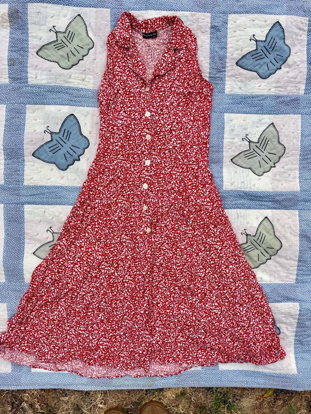 Vintage Virginia Lee Paris  Floral Print Sleeveless Button-Front Shirt Dress